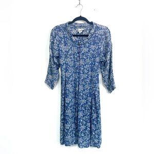 Vintage April Cornell Blue Floral Dress Sz Small